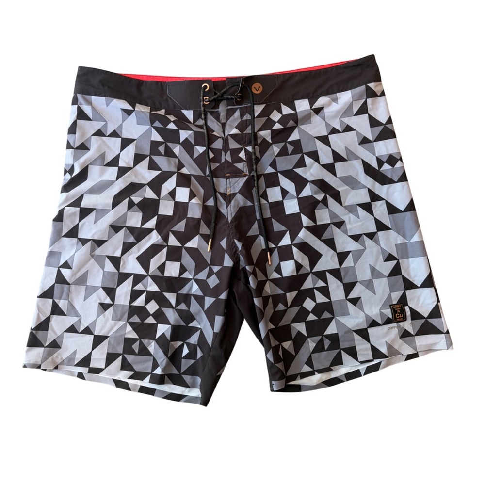 Vast Copper Series Mens‎ Board Shorts Size 38 Geometric Grey Black Swim Trunks
